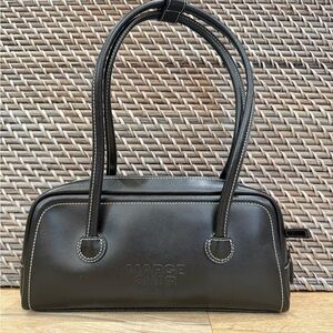 NWT Marge Sherwood Soft Baguette Black Leather Shoulder Bag